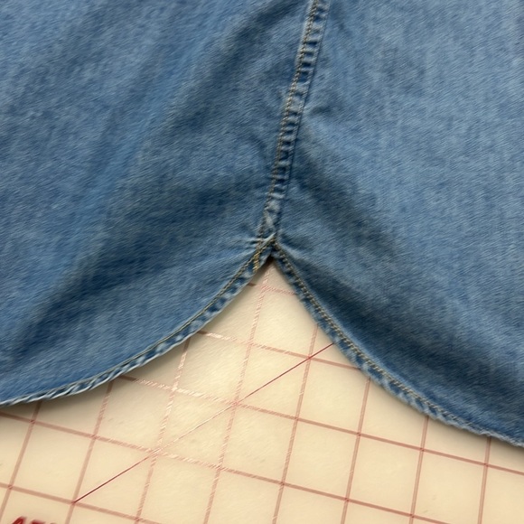 PAIGE Mila Cap SLV Drawstring Waist Cotton Denim Chambray Mini Shirtdress SZ M - Picture 11 of 16